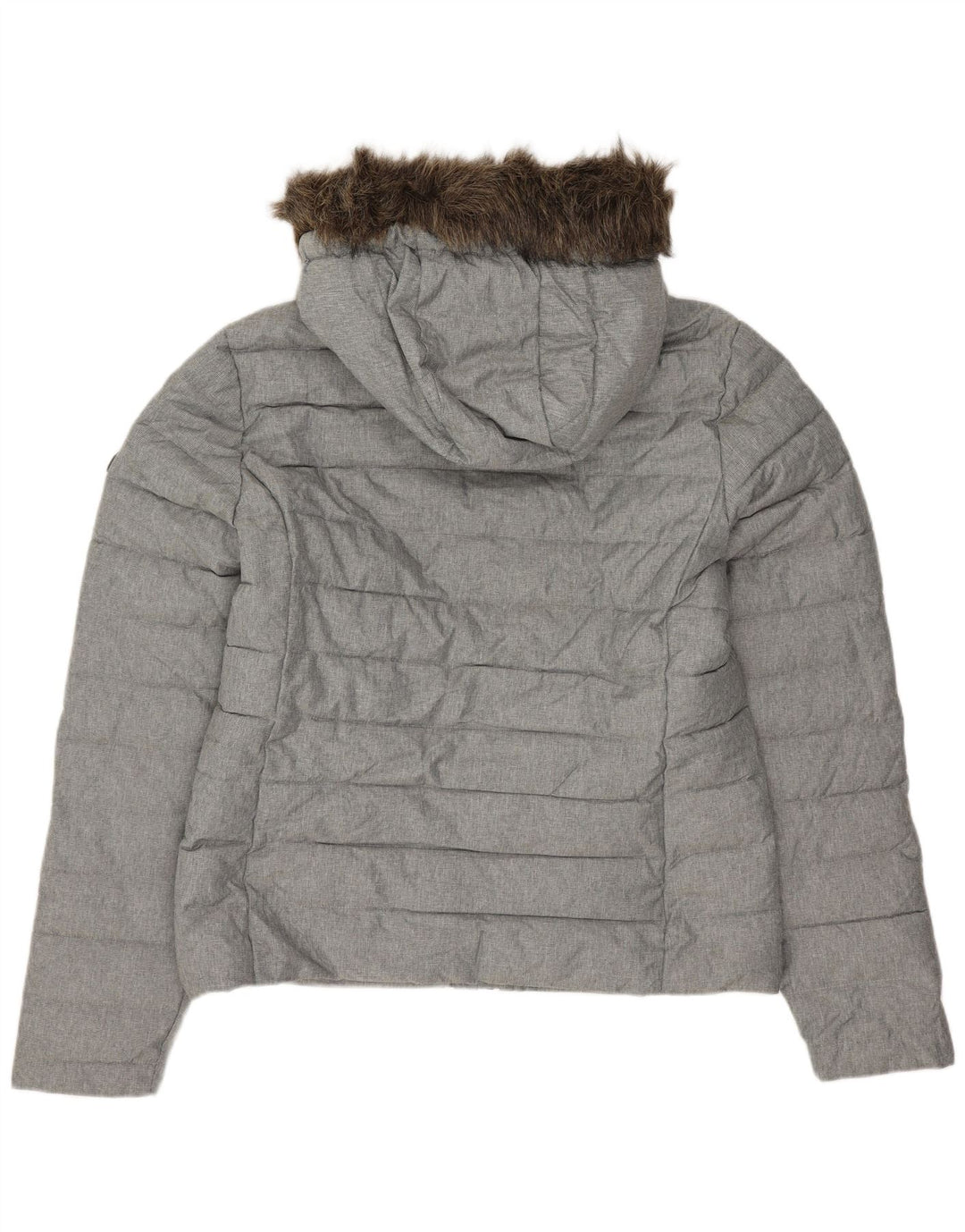Giacca imbottita con cappuccio da donna SUPERDRY UK 14 grande poliestere grigio