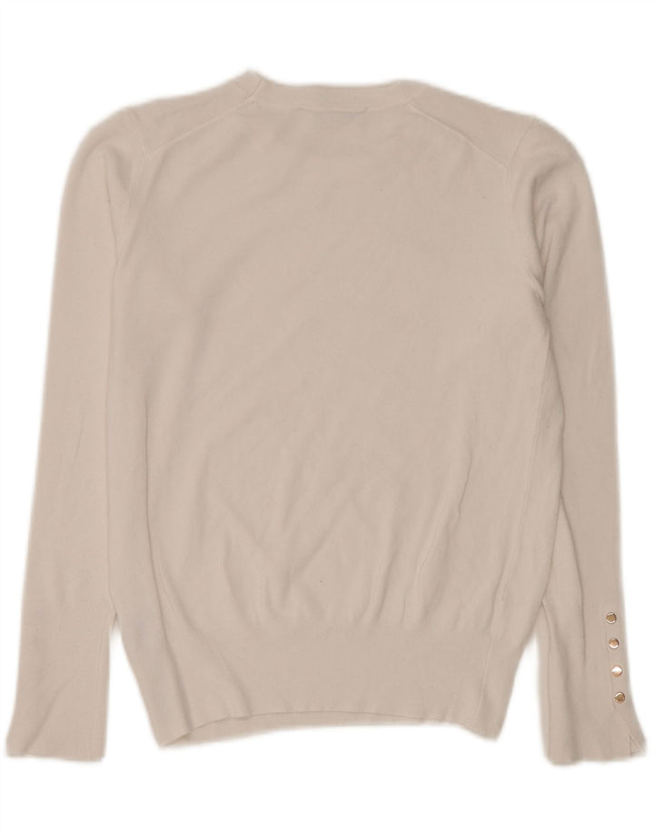 Maglione maglione girocollo da donna Zara UK 14 grande viscosa bianca