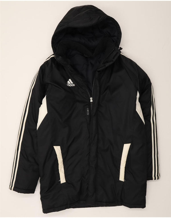 Cappotto imbottito da uomo con vestibilità ampia con cappuccio Adidas UK 40/42 Medium Black Colourblock