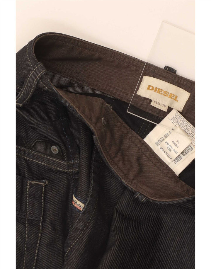 Pantaloncini di jeans da uomo Diesel W36 grandi in pelle nera