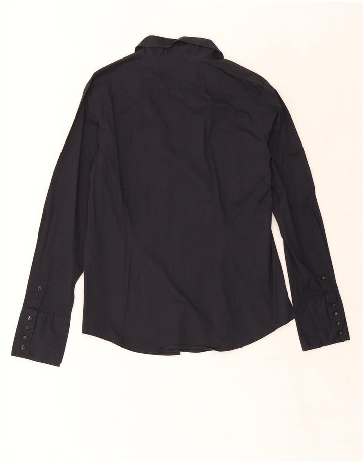 Camicia da donna Benetton UK 16 grande cotone nero