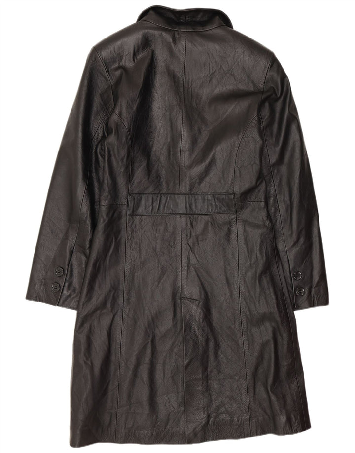 Cappotto in pelle da donna vintage IT 40 piccolo in pelle nera