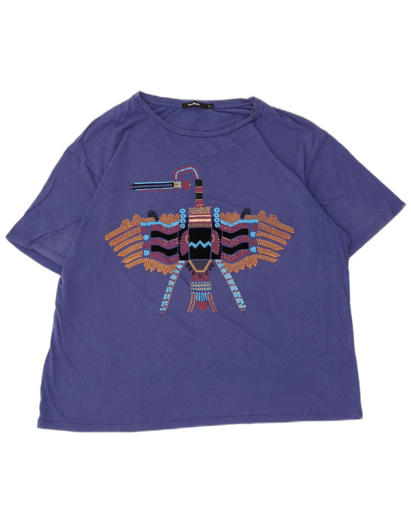 Desigual T-shirt grafica da donna Top UK 18 XL Blu
