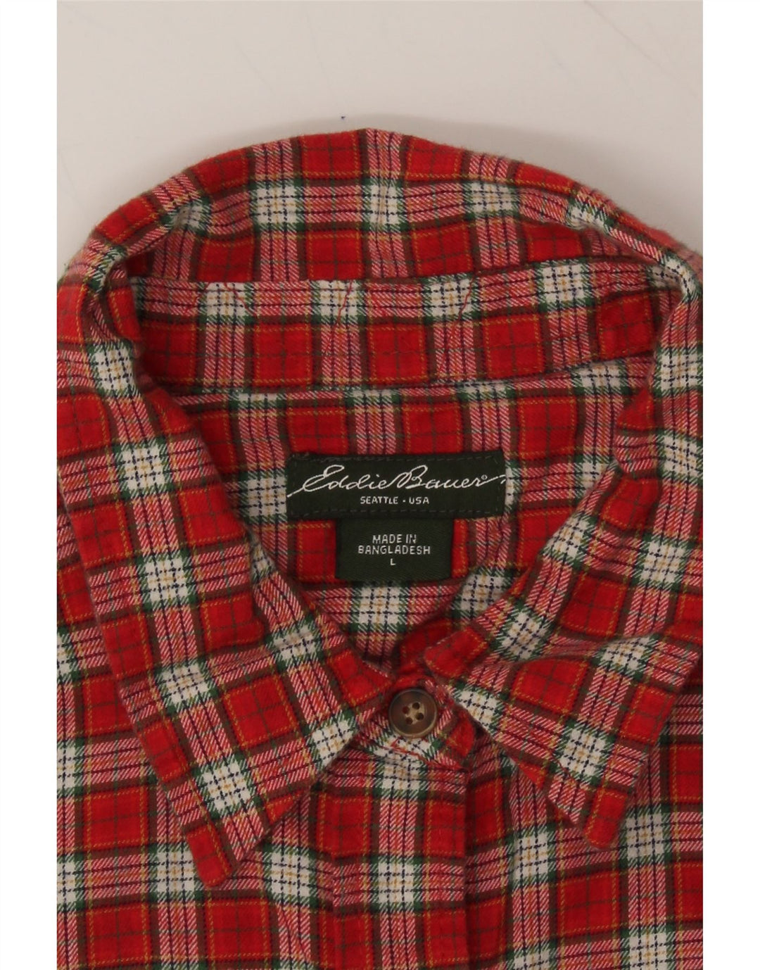 EDDIE BAUER Womens Flannel Shirt UK 16 Large Red Check Cotton Vintage Eddie Bauer and Second-Hand Eddie Bauer from Messina Hembry 