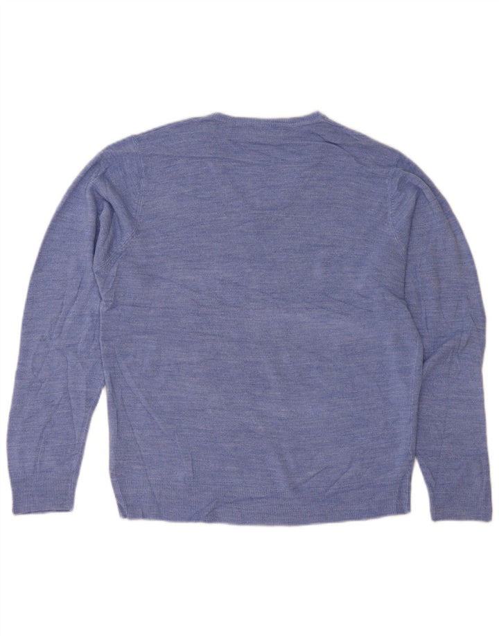Maglione da uomo Marks & Spencer vestibilità regolare con scollo a V, acrilico blu medio