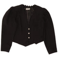 Giacca blazer corta da donna a 3 bottoni Meico UK 16 grande poliestere nero