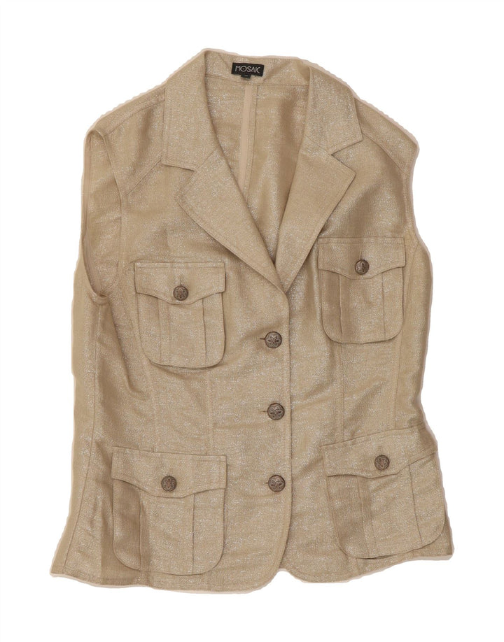 MOSAIC Womens Waistcoat EU 38 Medium Beige Linen Vintage Mosaic and Second-Hand Mosaic from Messina Hembry 