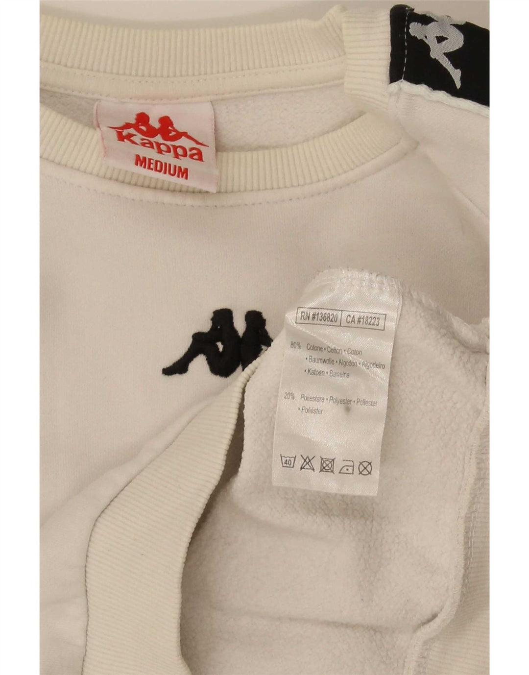 Felpa grafica da uomo Kappa in cotone color block bianco medio