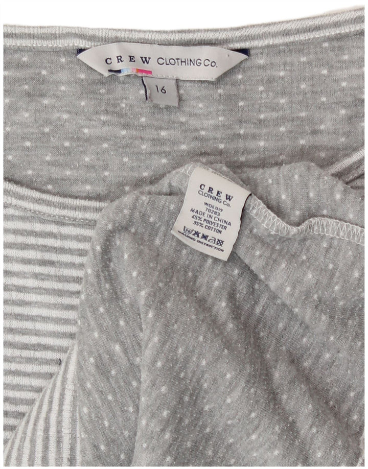 Crew Clothing Top da donna manica 3/4 UK 16 Poliestere a righe grandi grigie