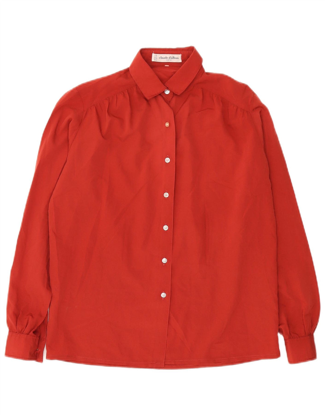 Camicetta camicia vintage da donna UK 14 grande poliestere bordeaux