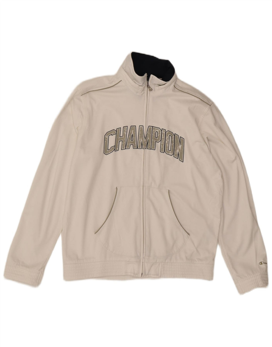 CHAMPION Giacca da tuta grafica da uomo in poliestere bianco medio