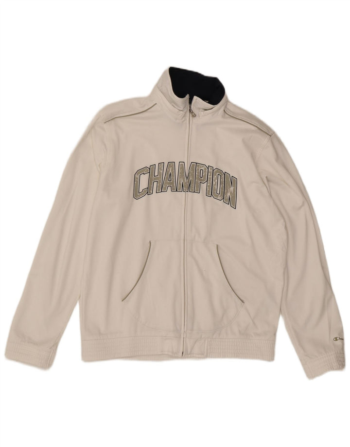 CHAMPION Giacca da tuta grafica da uomo in poliestere bianco medio