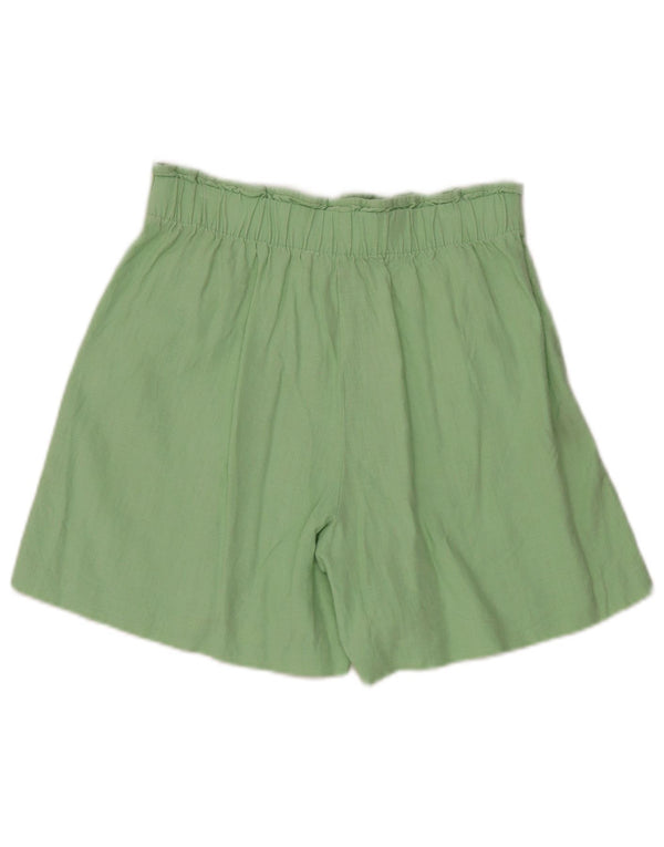 Pantaloncini casual a vita alta da donna Marks & Spencer UK 10 piccoli W28 lino verde