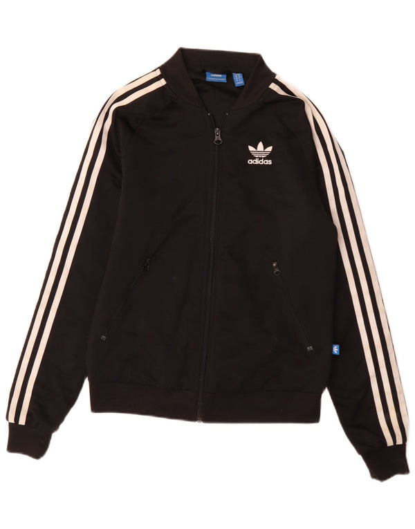 Giacca da ginnastica da donna con vestibilità ampia grafica Adidas UK 6 XS nera sportiva