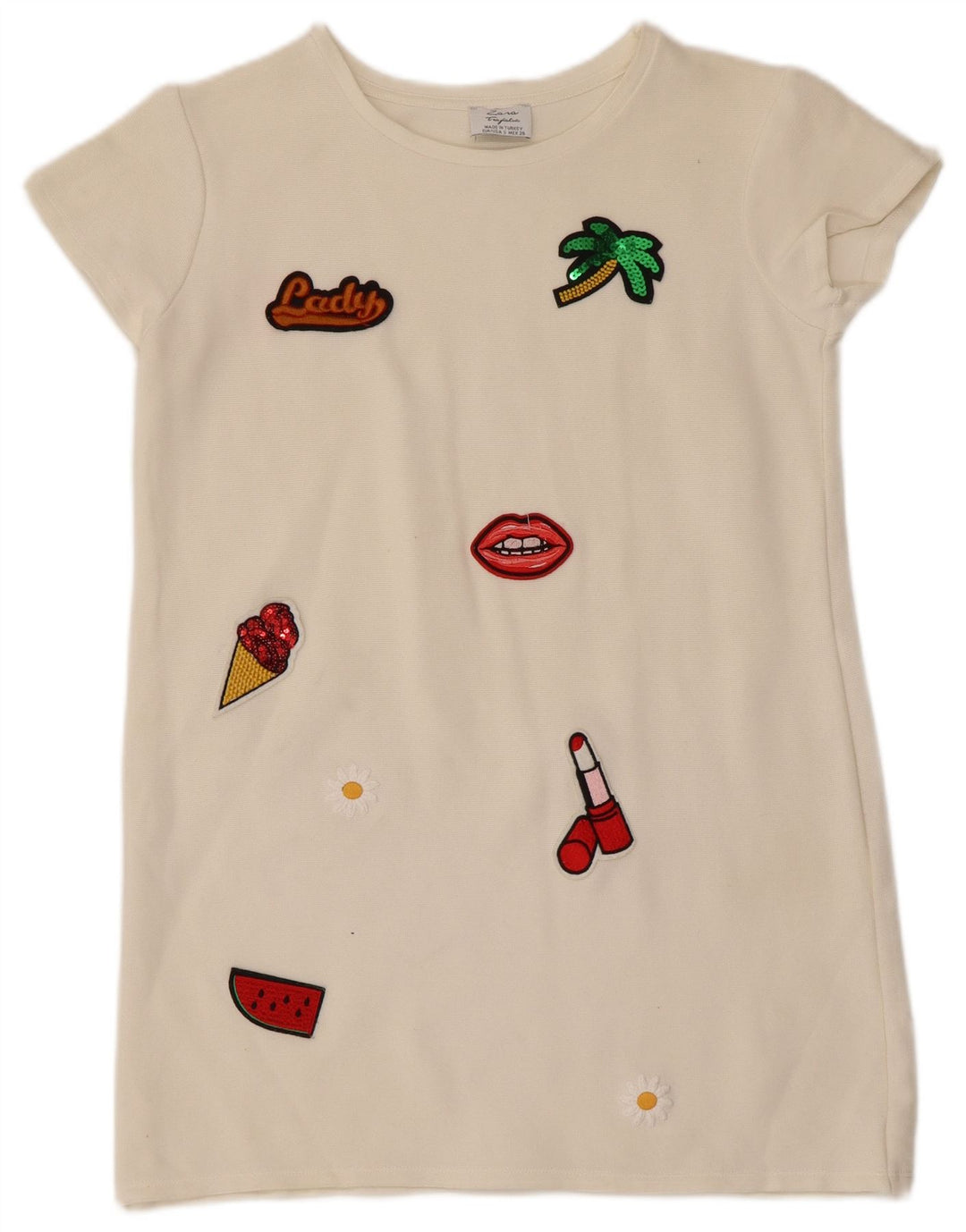 Top tunica Trafaluc da donna Zara UK 10 piccolo bianco sporco