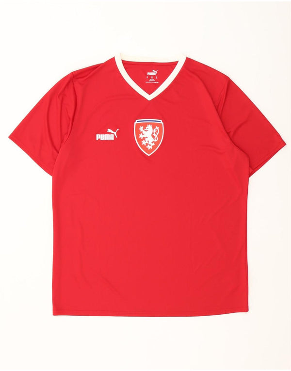 Puma T-shirt grafica da uomo Repubblica Ceca Top XL rosso poliestere