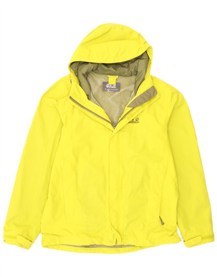 Giacca antipioggia con cappuccio da uomo Jack Wolfskin UK 38 giallo medio