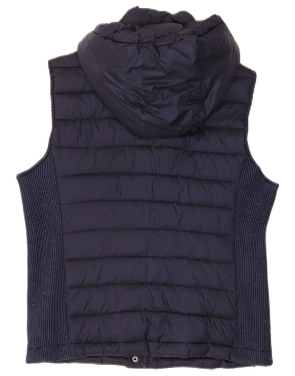 Gilet imbottito con cappuccio da donna Superdry UK 18 XL nylon blu navy
