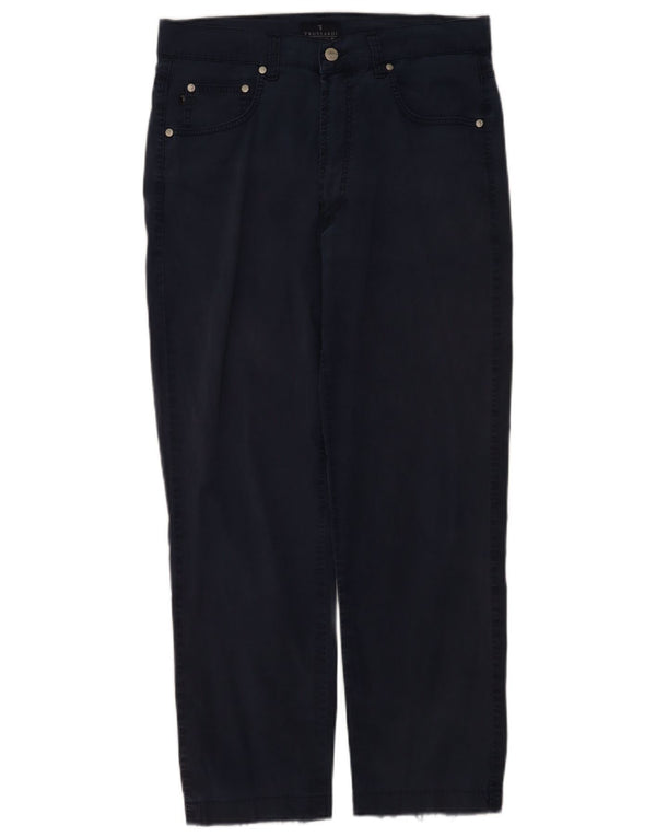 Pantaloni Casual Dritti Uomo Trussardi W32 L27 Blu Lyocell