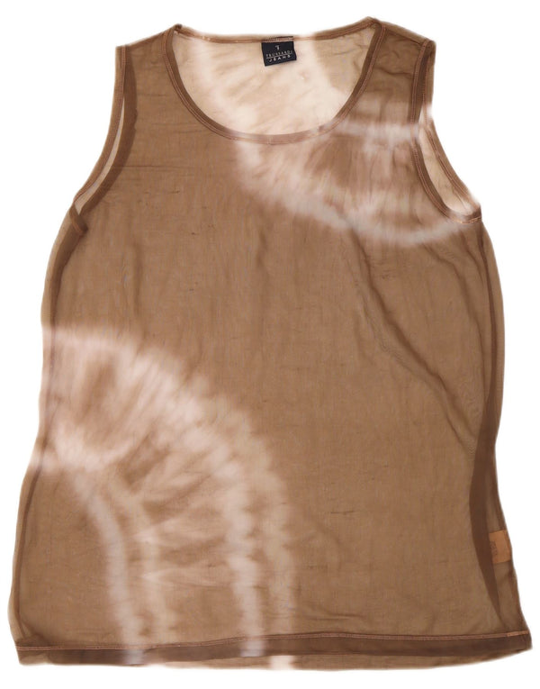 Canotta Donna Trussardi Jeans UK 16 Large Beige Tie Dye Poliammide