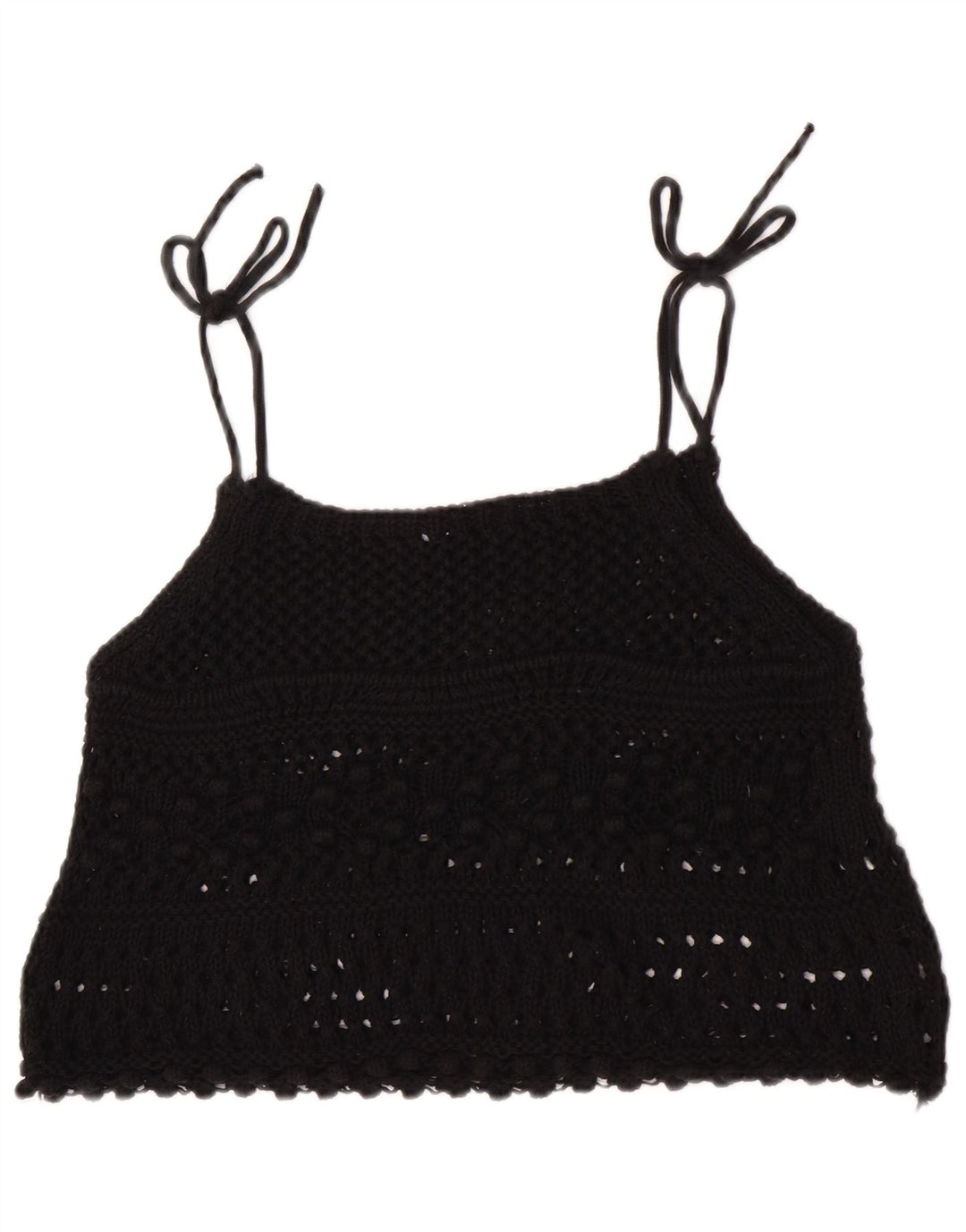 Top corto all'uncinetto senza maniche da donna Zara UK 12 medio nero