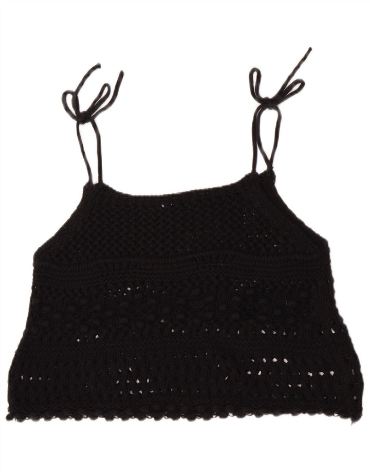 Top corto all'uncinetto senza maniche da donna Zara UK 12 medio nero