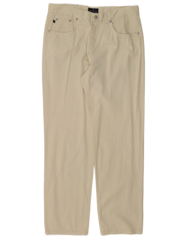 Pantaloni Casual Dritti Uomo Trussardi IT 52 XL W36 L32 Cotone Bianco Sporco