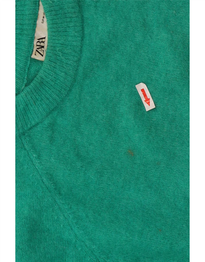 Maglione maglione girocollo da donna Zara UK 14 Nylon verde medio