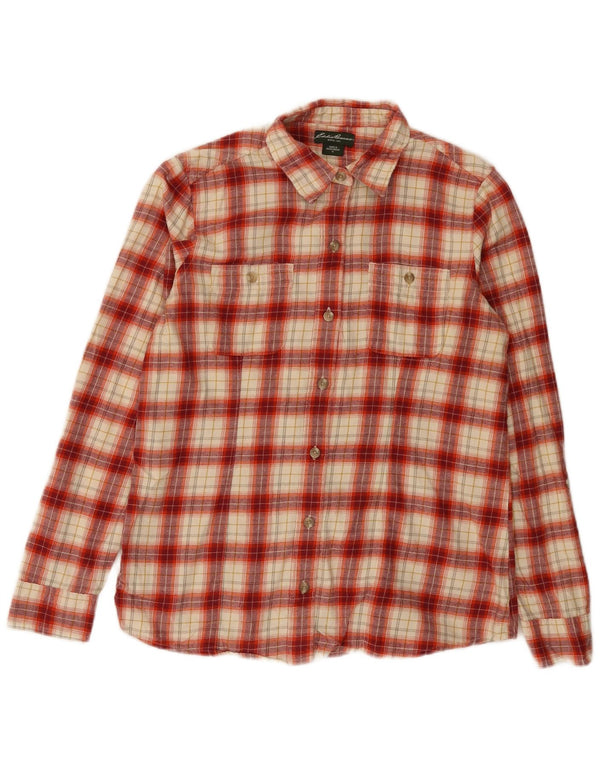Camicia in flanella da donna Eddie Bauer UK 14 Cotone a quadri rosso medio