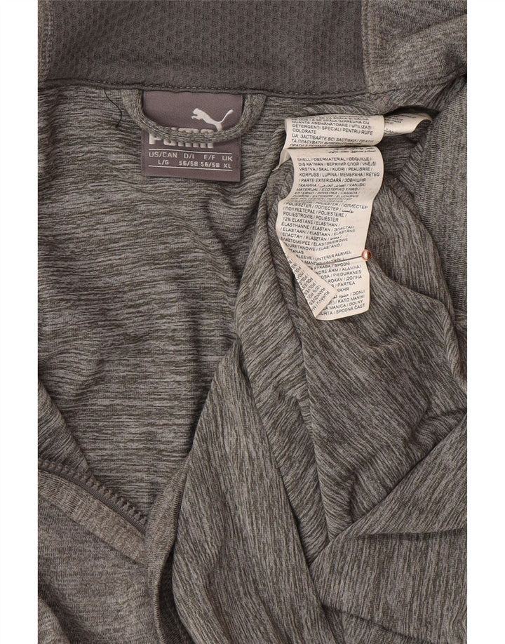 Maglia da ginnastica PUMA da uomo con zip e collo XL in poliestere grigio