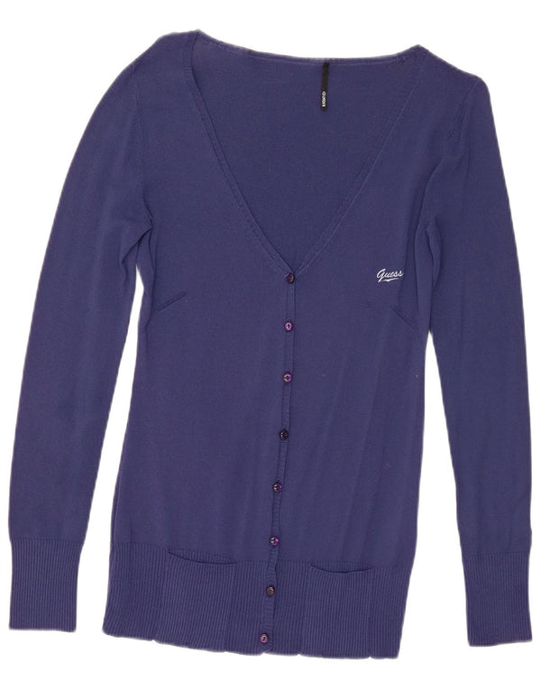 Maglione cardigan da donna Guess UK 12 viscosa blu navy medio