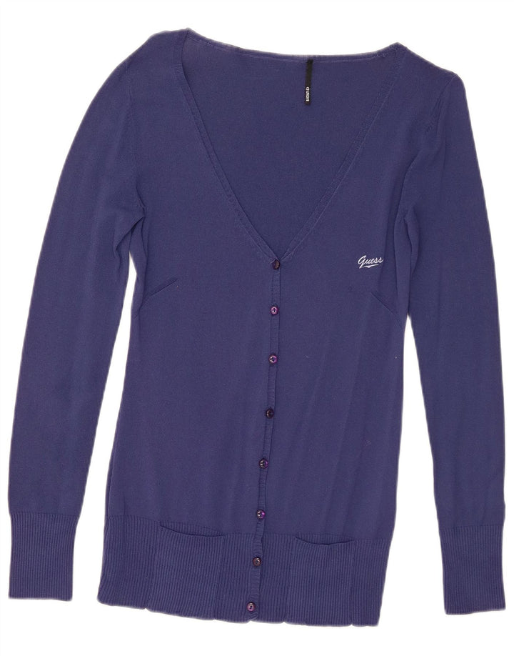 Maglione cardigan da donna Guess UK 12 viscosa blu navy medio