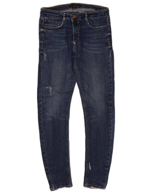 Jeans skinny effetto invecchiato Zara da donna EU 42 Large W32 L27 Blu