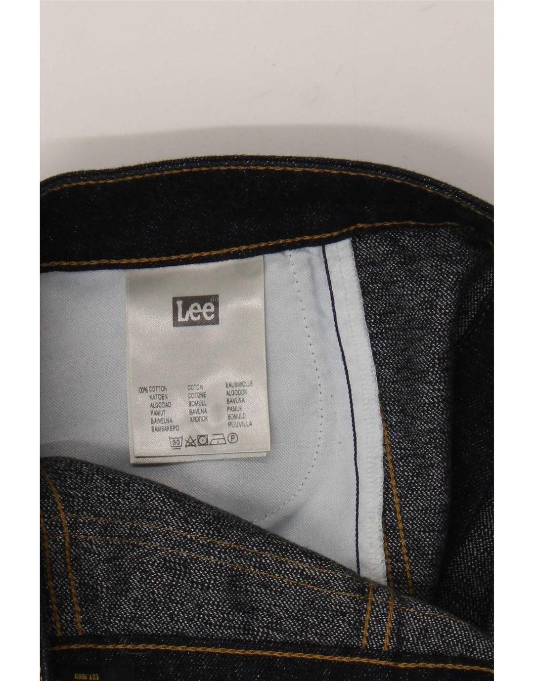 Gonna in denim da donna Lee W28 cotone blu navy medio