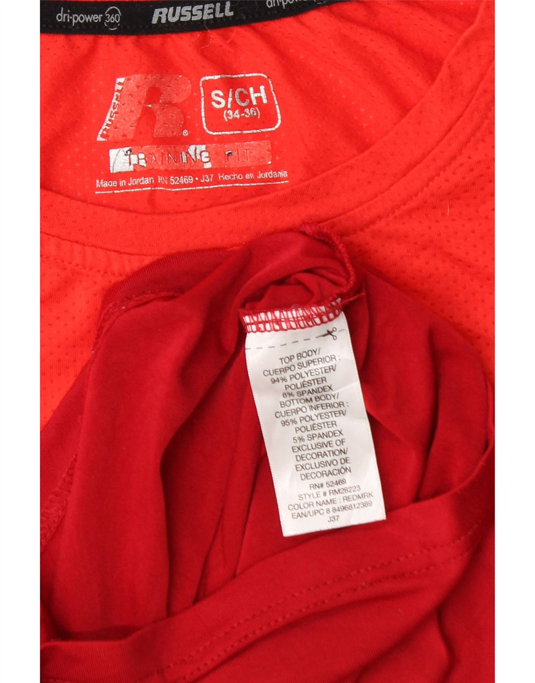 RUSSELL ATHLETIC Canottiera Dri-Power da uomo piccola in poliestere color block rosso
