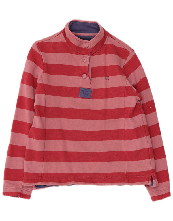 Crew Clothing Felpa da donna con collo abbottonato, maglione UK 14, grandi strisce rosse
