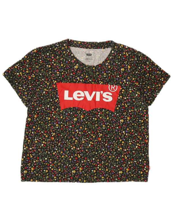 Levi's T-shirt grafica da donna Top UK 14 Cotone floreale multicolore medio