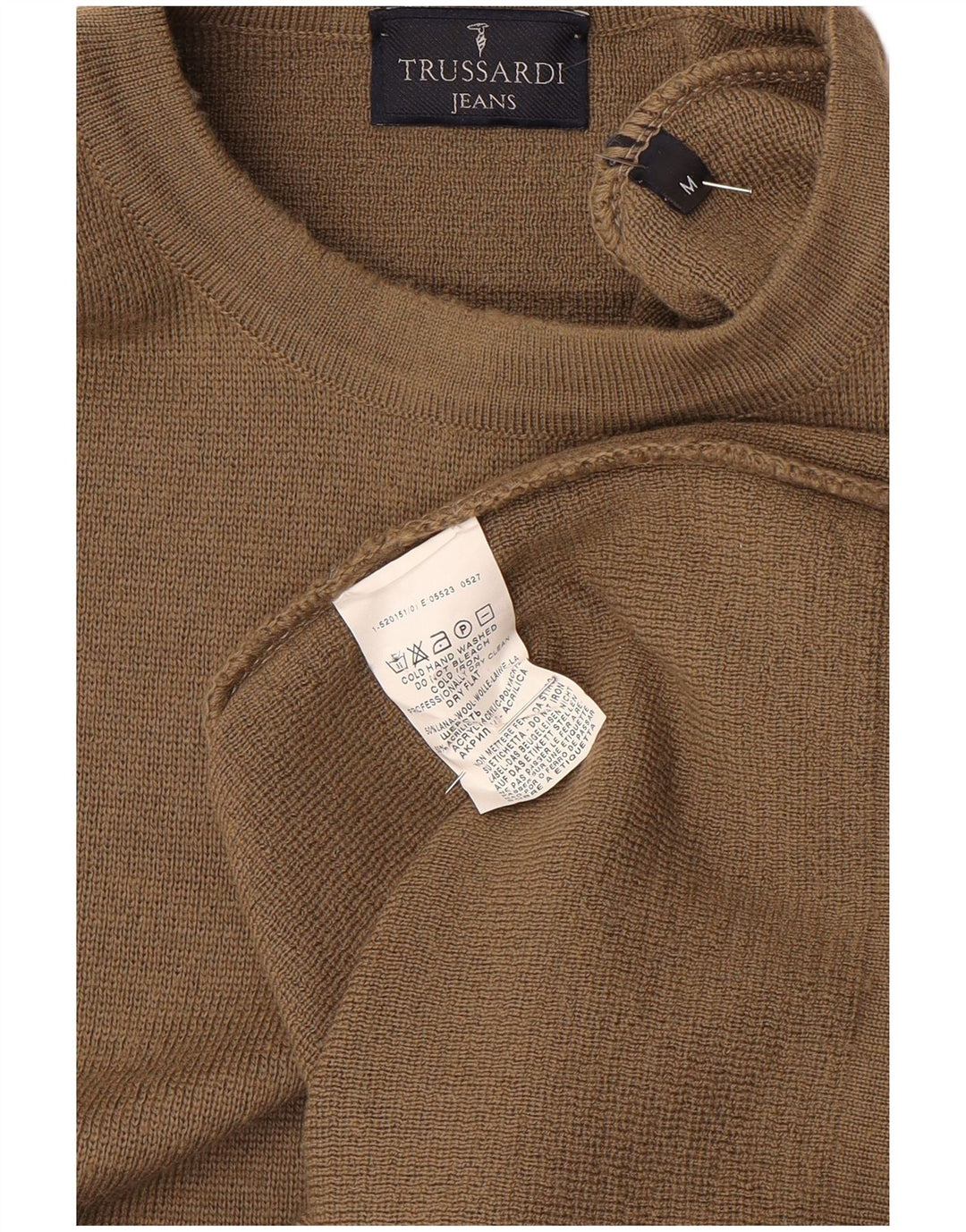 Maglione Uomo Girocollo Trussardi Jeans Lana Marrone Medio