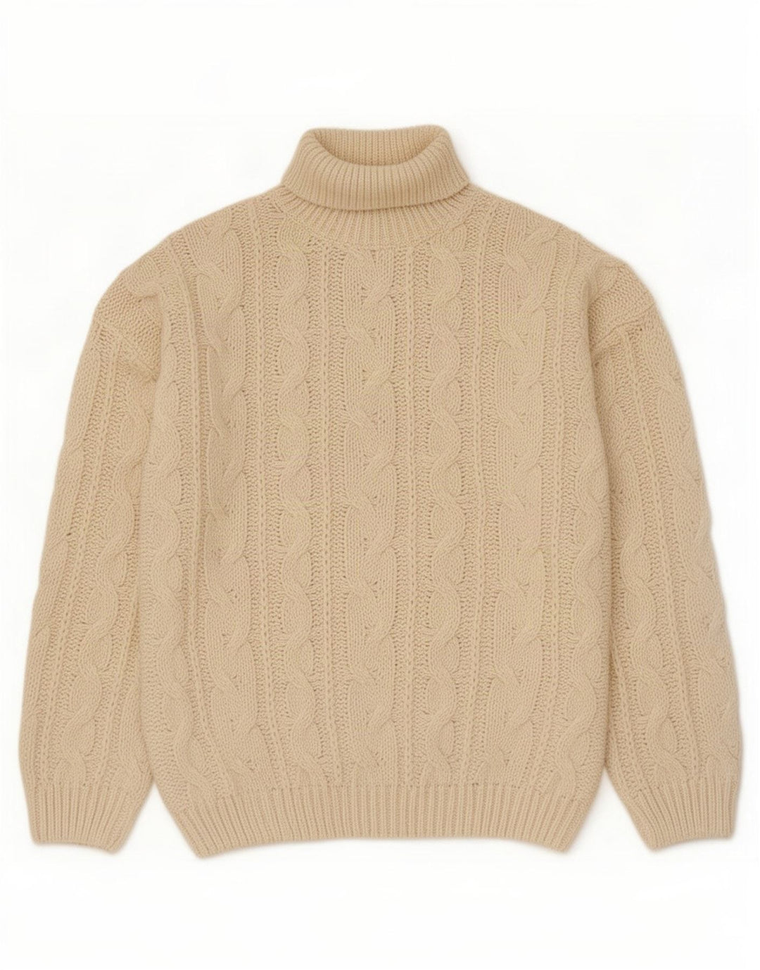 Maglione maglione vintage da uomo con collo alto XL bianco sporco in poliacrilico