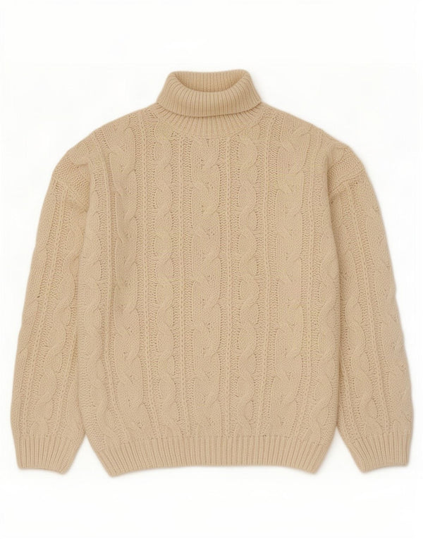 Maglione maglione vintage da uomo con collo alto XL bianco sporco in poliacrilico