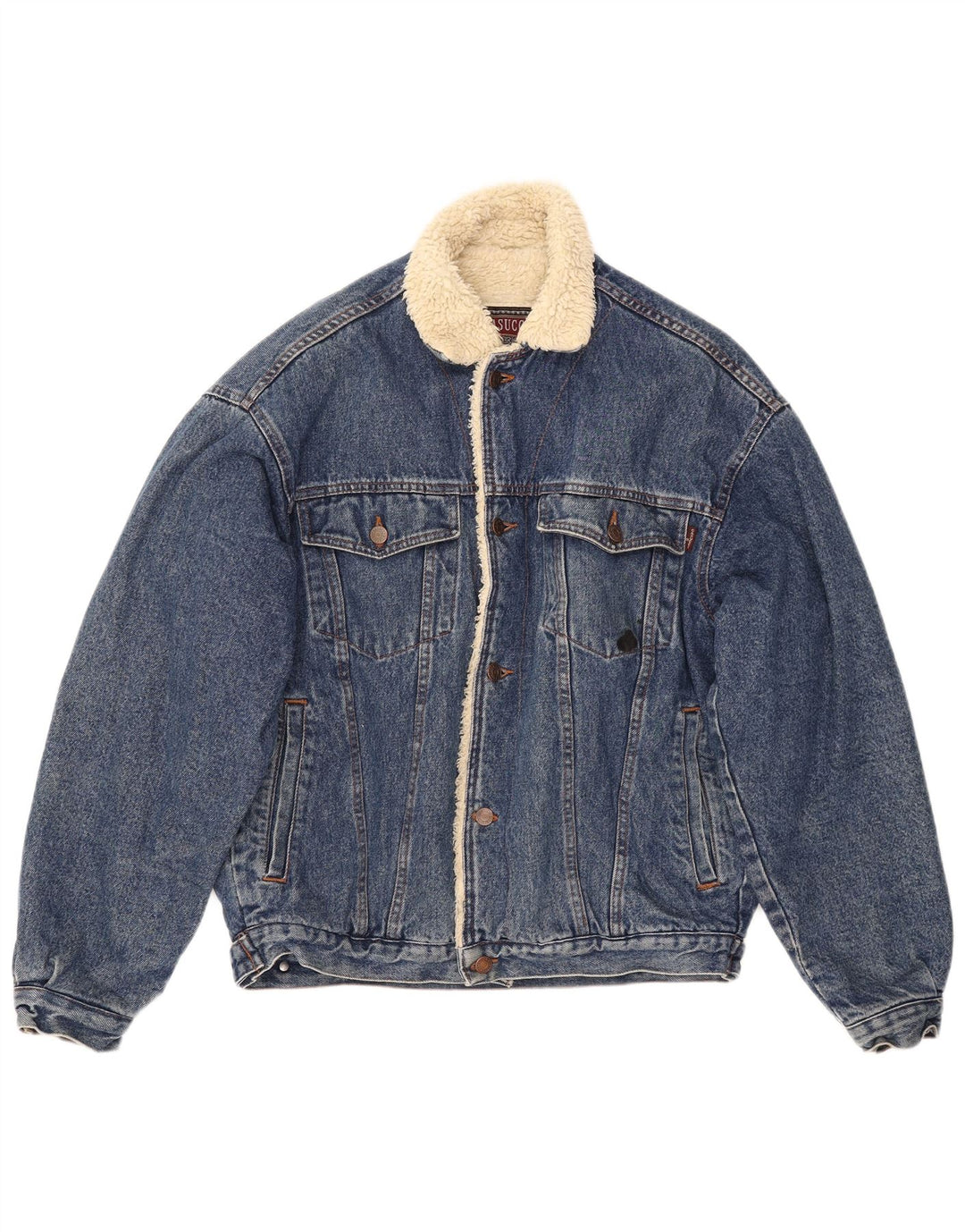 CASUCCI Giacca in denim Sherpa da uomo UK 38 Cotone blu medio