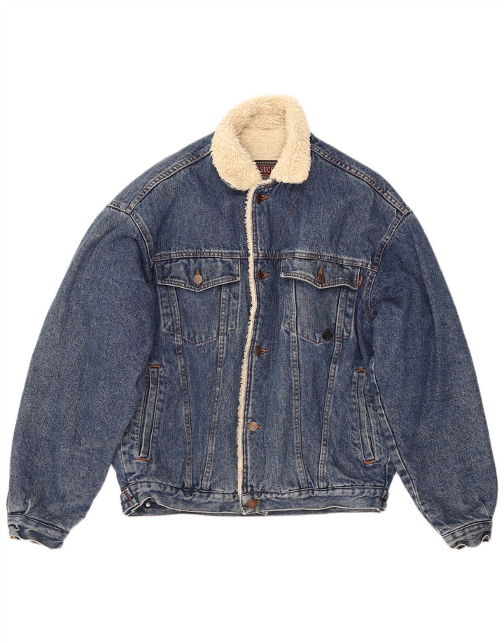 CASUCCI Giacca in denim Sherpa da uomo UK 38 Cotone blu medio