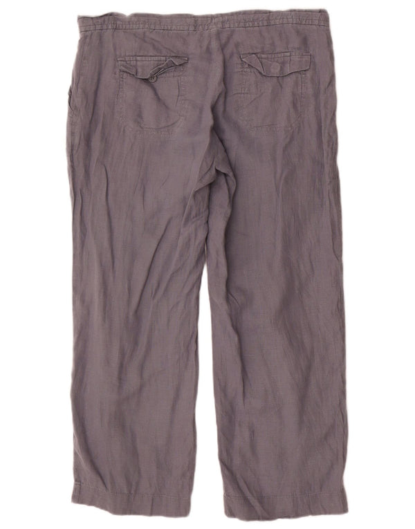 Pantaloni casual dritti da donna Gap UK 12 Medium W34 L26 Lino grigio