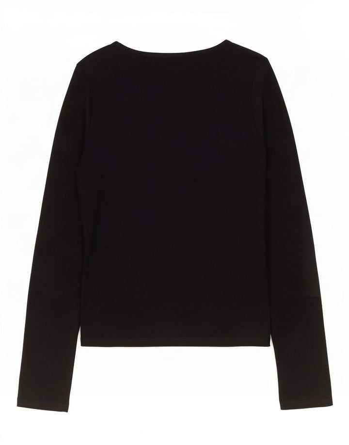 Top Zara da donna a maniche lunghe UK 12 medio nero poliestere