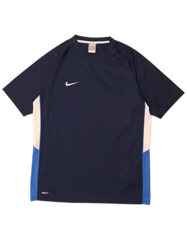 T-shirt da uomo Nike Fit Dry Top UK 42/44 Large Blu Navy Colourblock