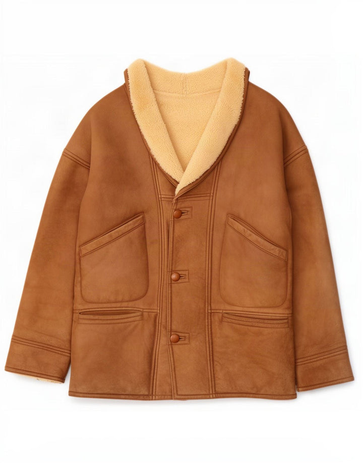 Giacca in shearling vintage da uomo UK 40 grande marrone