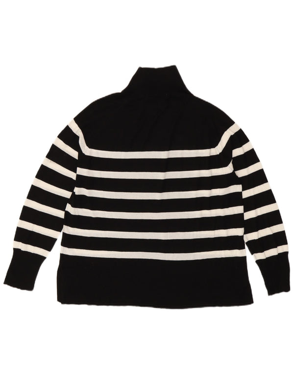 Maglione maglione a collo alto da donna Zara UK 16 Viscosa a righe nere grandi