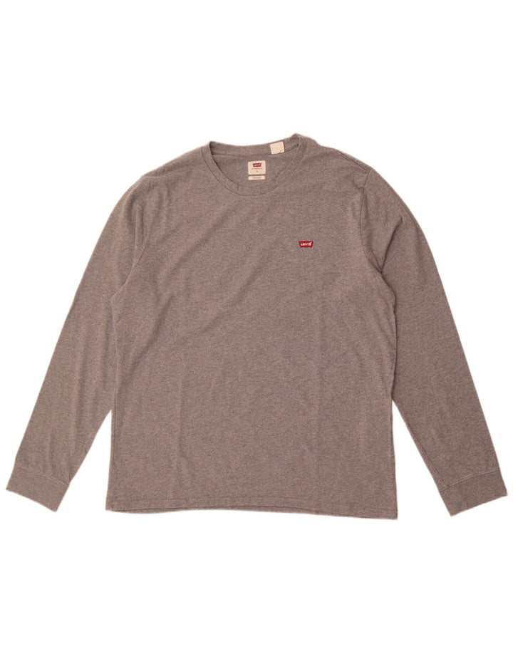 Levi's Maglia da uomo con vestibilità standard, manica lunga, cotone chiazzato grigio largo