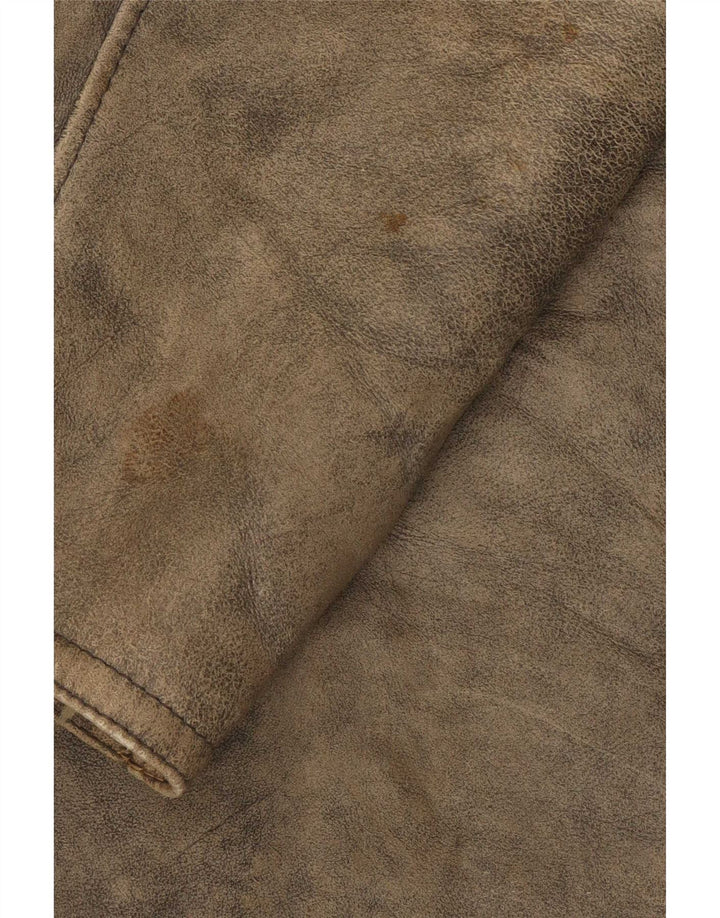 Giacca in shearling vintage da donna IT 46 grande grigia