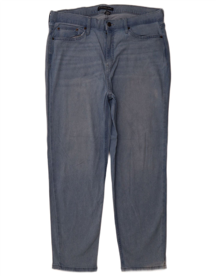 Jeans slim crop da donna Calvin Klein US 16 Large W33 L26 cotone blu